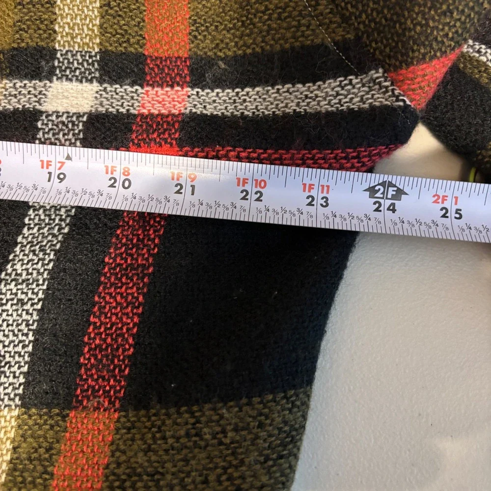 Upcycled Handmade Plaid Open Front Cardigan Jacket Frayed Hem Multi-Color